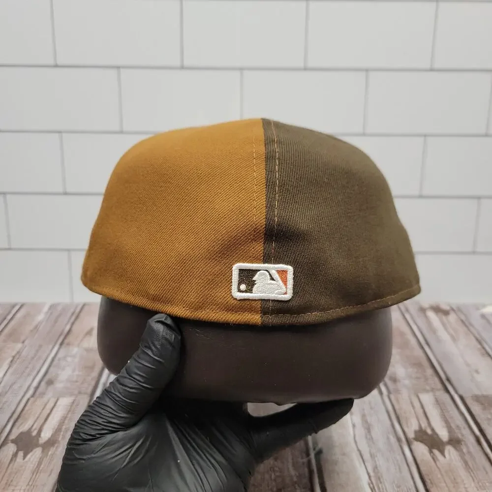 New Era New York Yankees Split Brown Tan 59FIFTY Fitted Hat Size 8